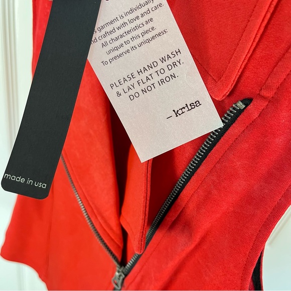 3/$30 Krisa Crushed Moto Vest in Lipstick - Picture 2 of 8